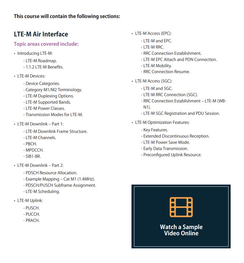 LTE-M Course Content